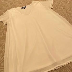 Lulus tunic, white polyester, sheer with lining, M